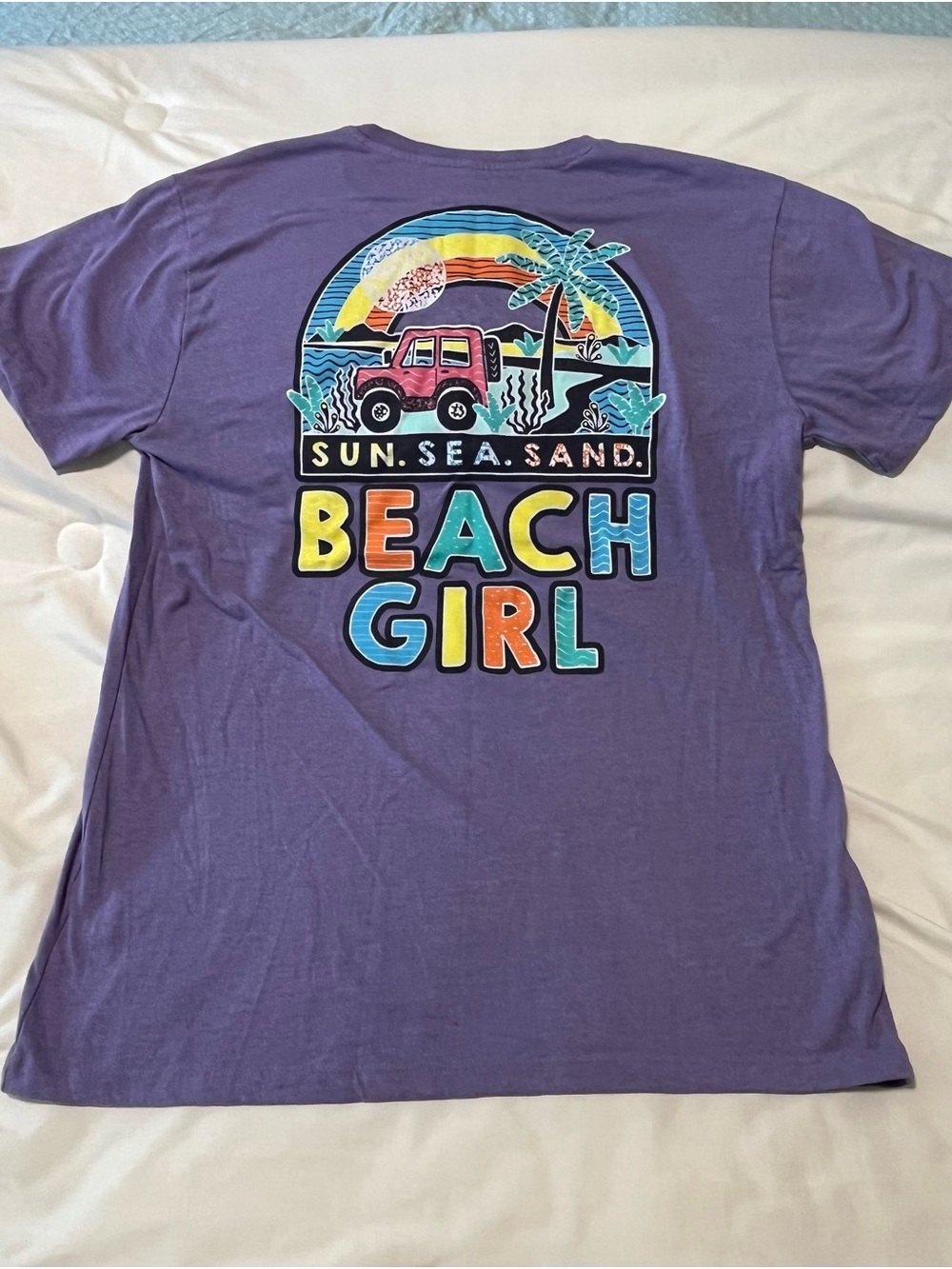 Beach Girl Short Sleeve Tee - Purple Size Large